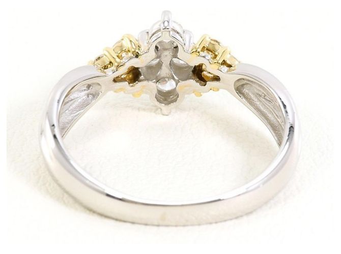 Autre Marque Platin- und Gelbgold-Ring mit Diamant Golden - Ansicht 4