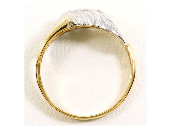 Autre Marque 18K Gelbgold- und Platin-Diamantring Golden - Ansicht 2