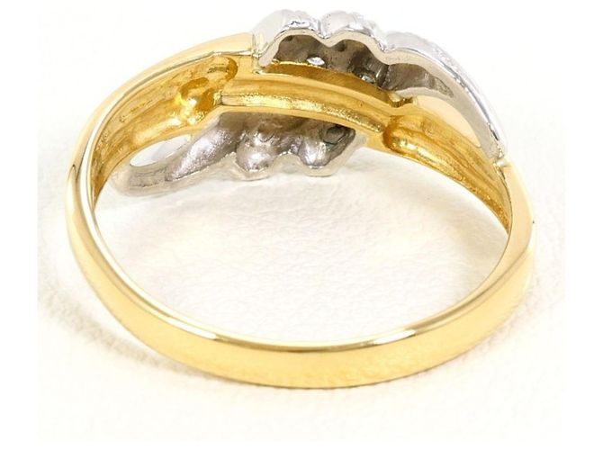 Autre Marque 18K Gelbgold- und Platin-Diamantring Golden - Ansicht 3