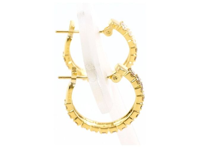 Autre Marque Orecchini a cerchio in oro giallo 18K con diamanti marroni D'oro - vista 2