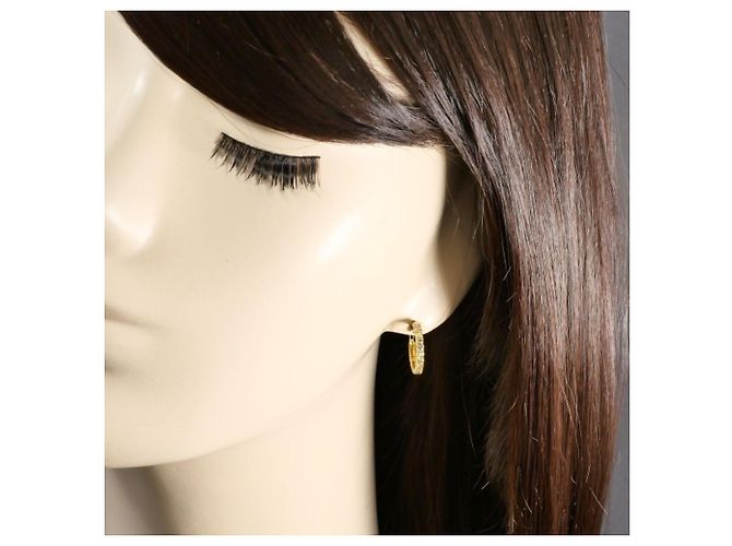 Autre Marque Orecchini a cerchio in oro giallo 18K con diamanti marroni D'oro - vista 4