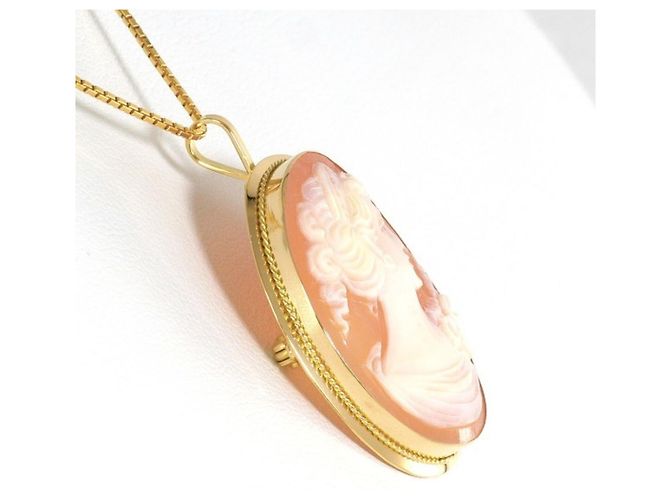 Autre Marque Collar de oro amarillo de 18K con camafeo de concha Dorado - vista 2