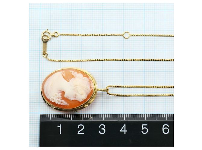 Autre Marque Collar de oro amarillo de 18K con camafeo de concha Dorado - vista 4