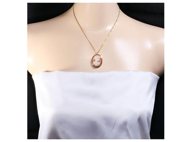 Autre Marque Collar de oro amarillo de 18K con camafeo de concha Dorado - vista 5
