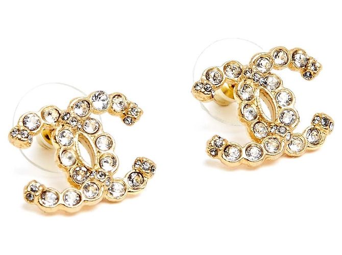 Chanel 2021 Orecchini a Lobo CC Large Dorati e Cristalli D'oro - vista 2