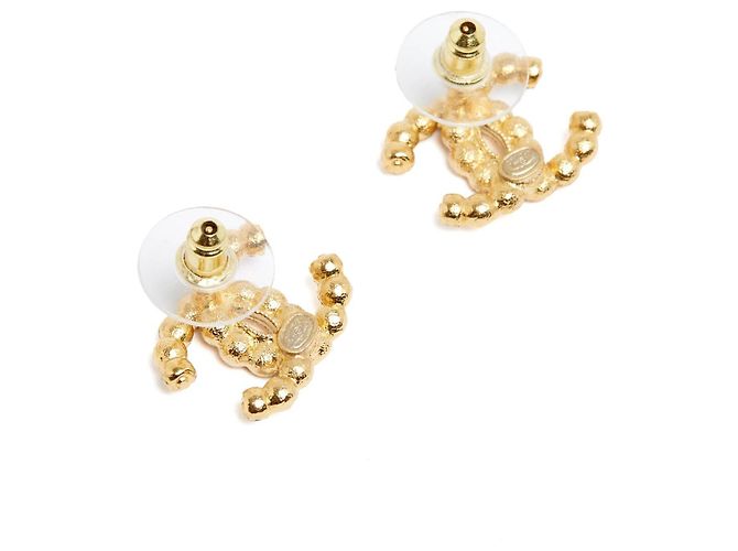 Chanel 2021 Orecchini a Lobo CC Large Dorati e Cristalli D'oro - vista 3