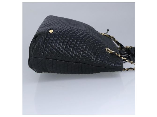 Bally Vintage gestepptes Leder mit Kette Marineblau - Ansicht 4