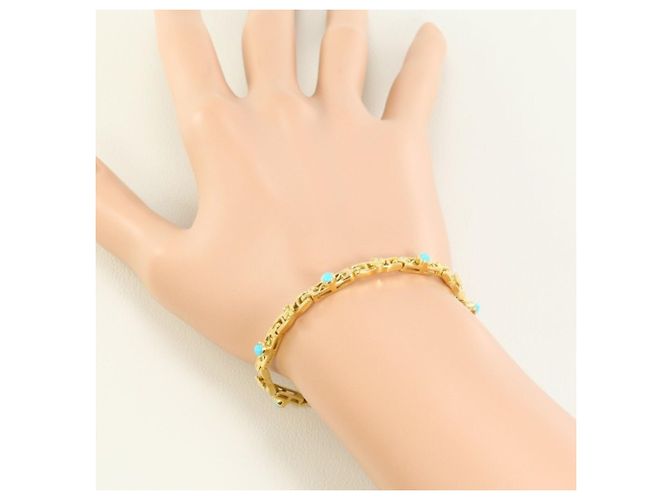 Autre Marque Bracciale con charm in oro giallo 18K con turchese D'oro - vista 3