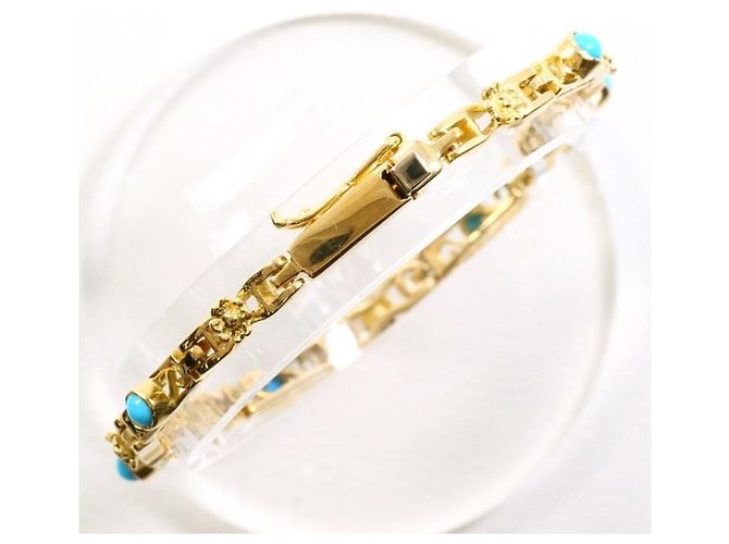 Autre Marque Bracciale con charm in oro giallo 18K con turchese D'oro - vista 4