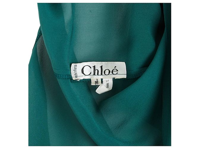 Chloé Camicetta in seta plissata Karl Lagerfeld - Verde - vista 2