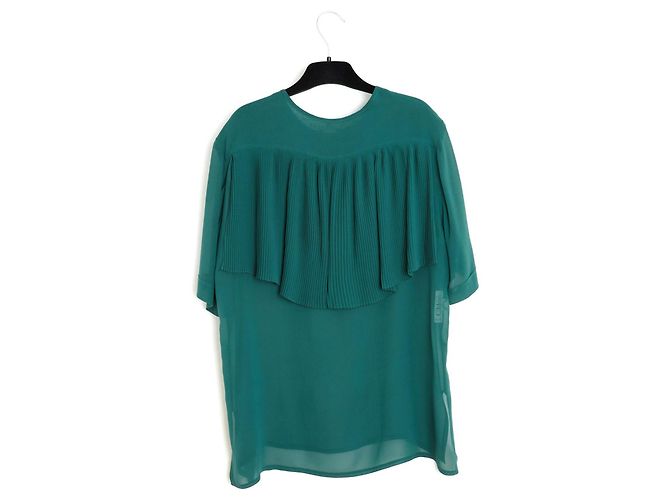 Chloé Camicetta in seta plissata Karl Lagerfeld - Verde - vista 3
