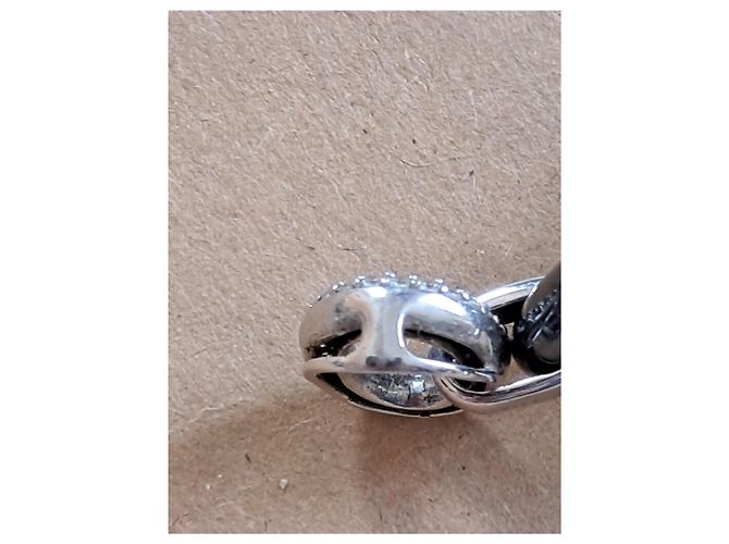 Autre Marque Collana con Pendente Doppio Anello in Ceramica Nera e Diamanti Nero Argento - vista 6