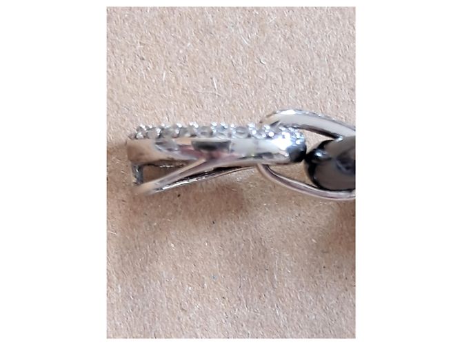 Autre Marque Collana con Pendente Doppio Anello in Ceramica Nera e Diamanti Nero Argento - vista 7
