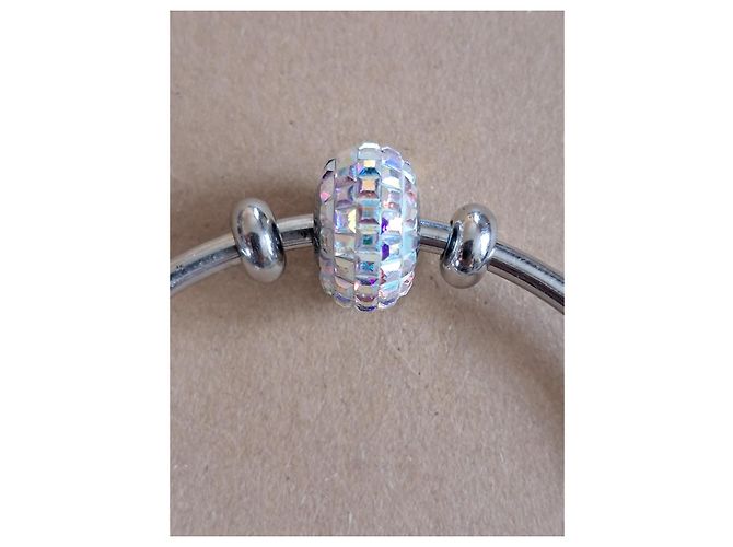 Swarovski Bracciale Rigido Cristalli Pavé Argento Metallico - vista 2