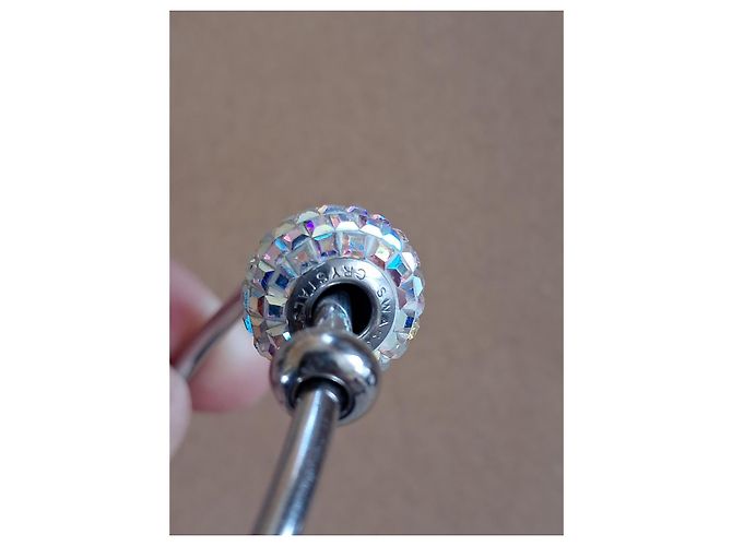 Swarovski Bracciale Rigido Cristalli Pavé Argento Metallico - vista 3