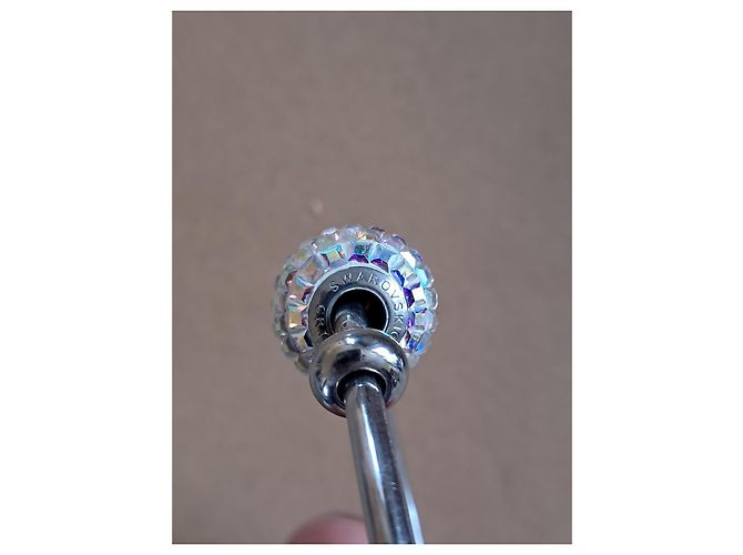 Swarovski Bracciale Rigido Cristalli Pavé Argento Metallico - vista 4
