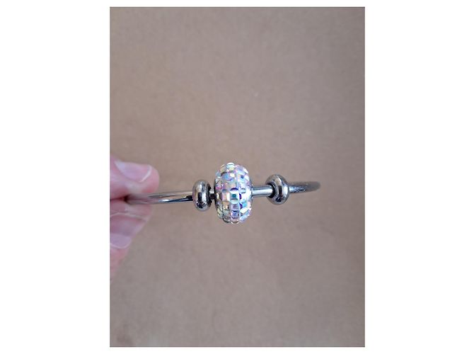 Swarovski Bracciale Rigido Cristalli Pavé Argento Metallico - vista 6