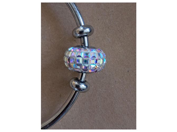 Swarovski Bracciale Rigido Cristalli Pavé Argento Metallico - vista 7