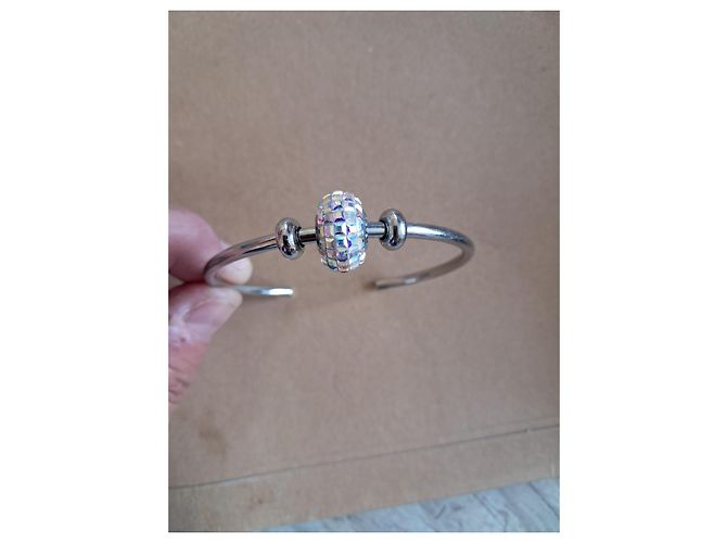 Swarovski Bracciale Rigido Cristalli Pavé Argento Metallico - vista 9