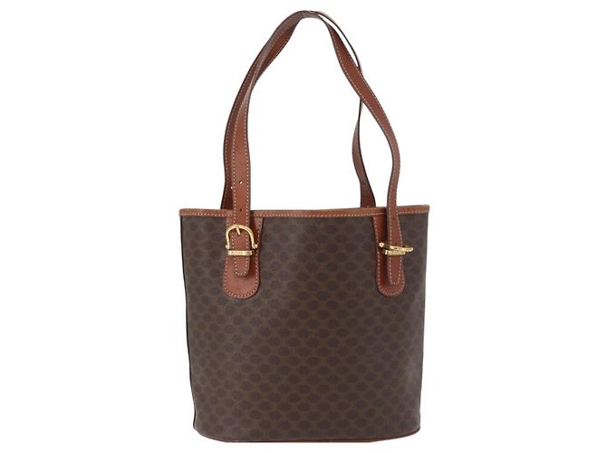 Céline Celine Vintage Macadam Canvas and Leather Marrone - vista 2