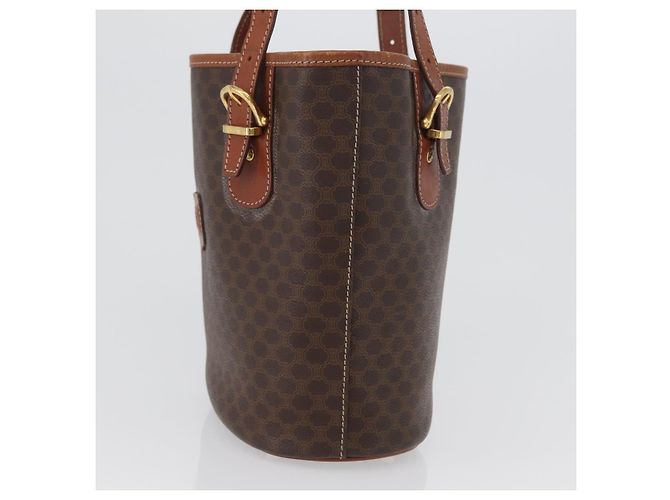 Céline Celine Vintage Macadam Canvas and Leather Marrone - vista 3