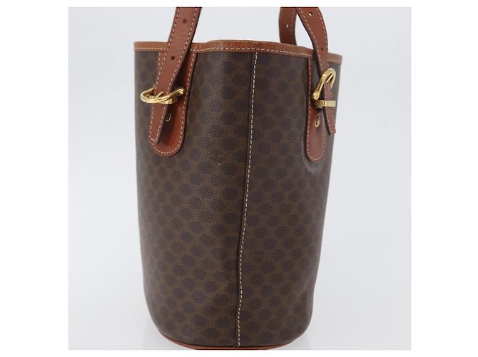 Céline Celine Vintage Macadam Canvas and Leather Marrone - vista 4