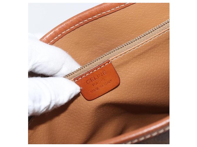 Céline Celine Vintage Macadam Canvas and Leather Marrone - vista 7