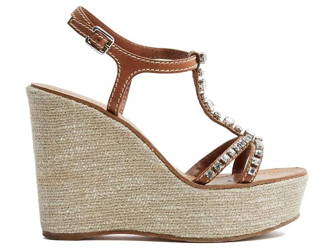 Prada Diamond Leder Keilsandaletten Kamel - Ansicht 2