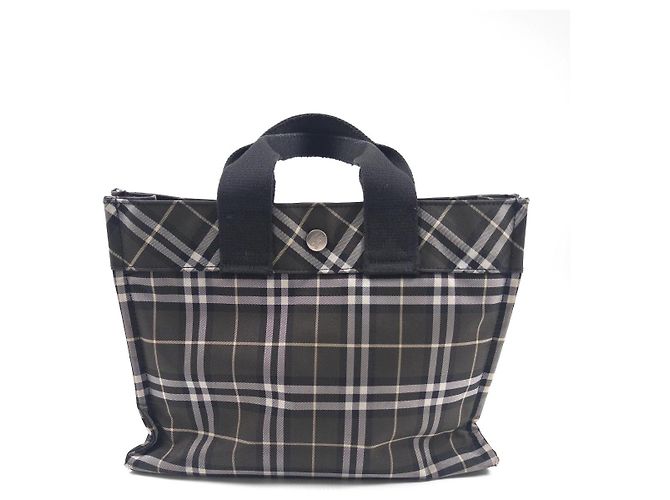 Borsa Tote Burberry Blue Label a quadri Marrone Bianco Grigio - vista 4