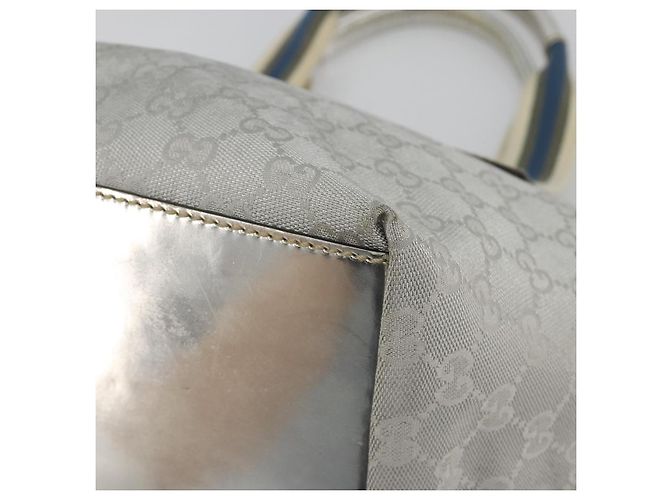 Borsa GUCCI GG Canvas Sherry Line Silver Gray 131228 Auth 181162 Marrone Argento - vista 10