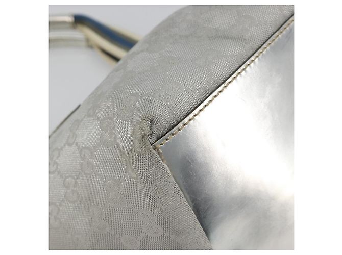Borsa GUCCI GG Canvas Sherry Line Silver Gray 131228 Auth 181162 Marrone Argento - vista 11