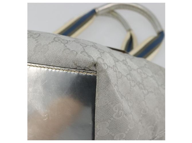 Borsa GUCCI GG Canvas Sherry Line Silver Gray 131228 Auth 181162 Marrone Argento - vista 12