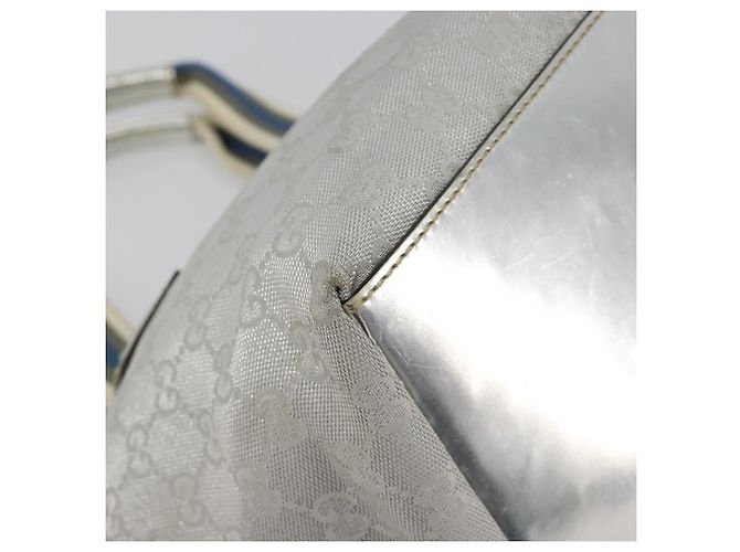 Borsa GUCCI GG Canvas Sherry Line Silver Gray 131228 Auth 181162 Marrone Argento - vista 13