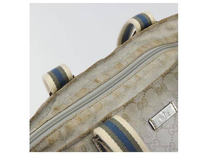 Borsa GUCCI GG Canvas Sherry Line Silver Gray 131228 Auth 181162 Marrone Argento - vista 15
