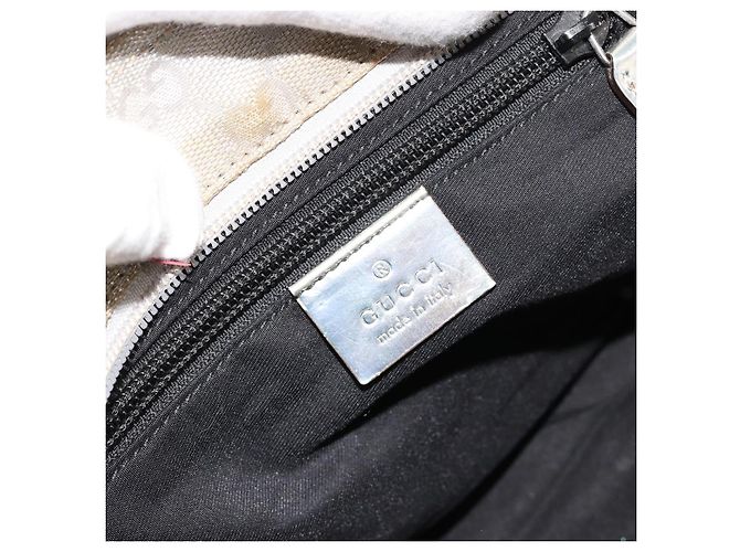 Borsa GUCCI GG Canvas Sherry Line Silver Gray 131228 Auth 181162 Marrone Argento - vista 17