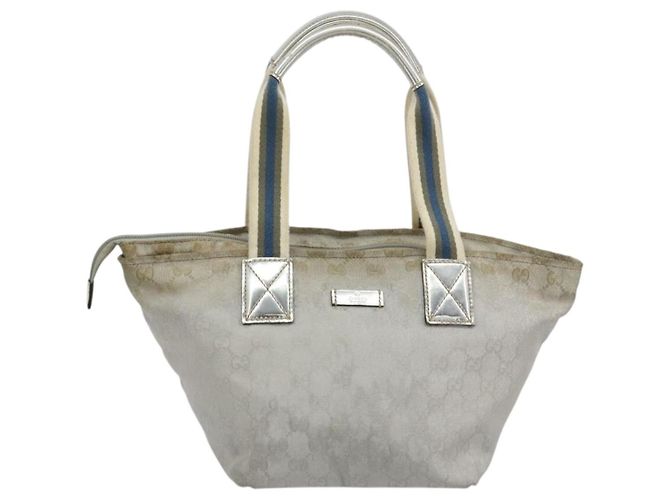 Borsa GUCCI GG Canvas Sherry Line Silver Gray 131228 Auth 181162 Marrone Argento - vista 2