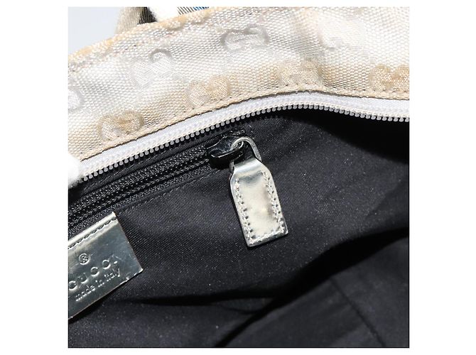 Borsa GUCCI GG Canvas Sherry Line Silver Gray 131228 Auth 181162 Marrone Argento - vista 21