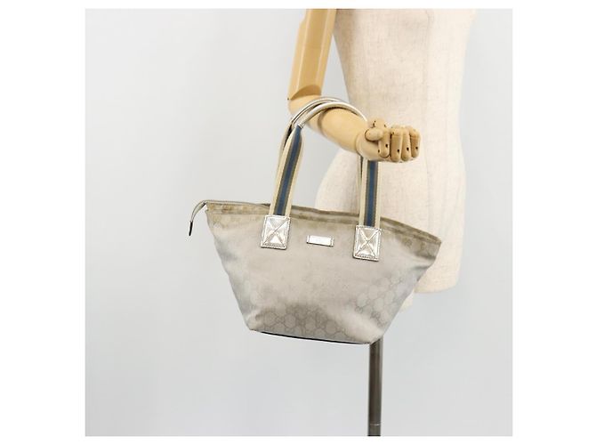 Borsa GUCCI GG Canvas Sherry Line Silver Gray 131228 Auth 181162 Marrone Argento - vista 24