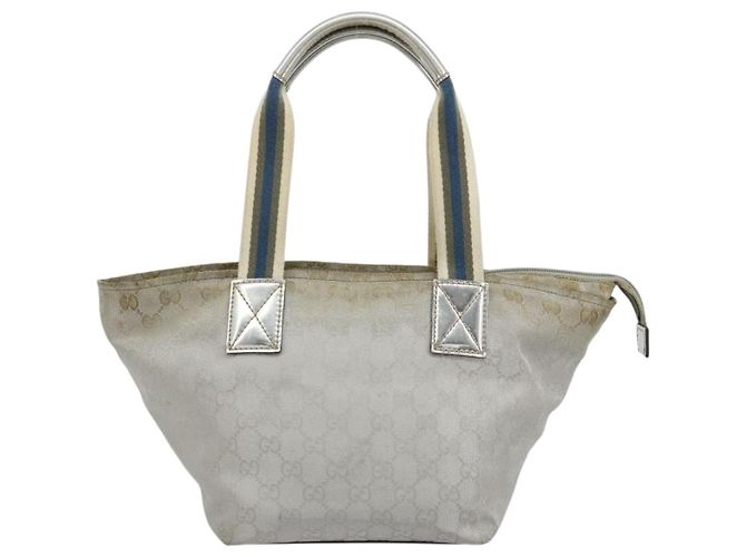 Borsa GUCCI GG Canvas Sherry Line Silver Gray 131228 Auth 181162 Marrone Argento - vista 3