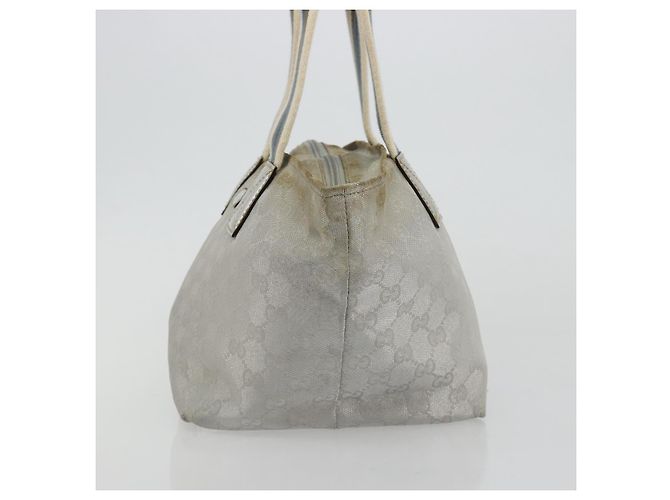 Borsa GUCCI GG Canvas Sherry Line Silver Gray 131228 Auth 181162 Marrone Argento - vista 4