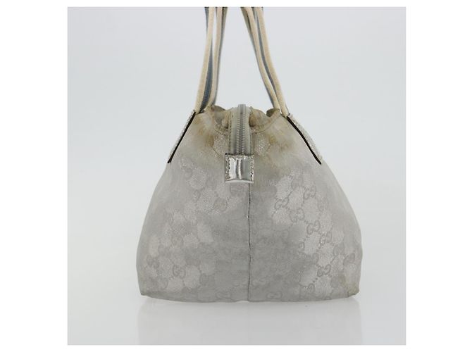 Borsa GUCCI GG Canvas Sherry Line Silver Gray 131228 Auth 181162 Marrone Argento - vista 5