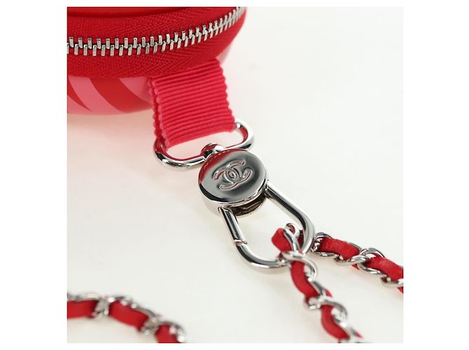 CHANEL Borsa a Spalla Pouch con Catena in Pelle Rossa Argento CC Auth BA12817SAM Rosso - vista 14