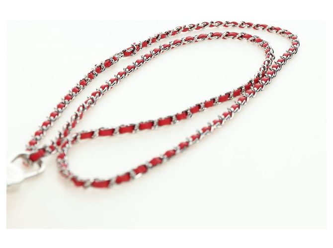 CHANEL Borsa a Spalla Pouch con Catena in Pelle Rossa Argento CC Auth BA12817SAM Rosso - vista 15