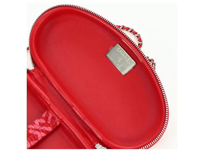 CHANEL Borsa a Spalla Pouch con Catena in Pelle Rossa Argento CC Auth BA12817SAM Rosso - vista 20