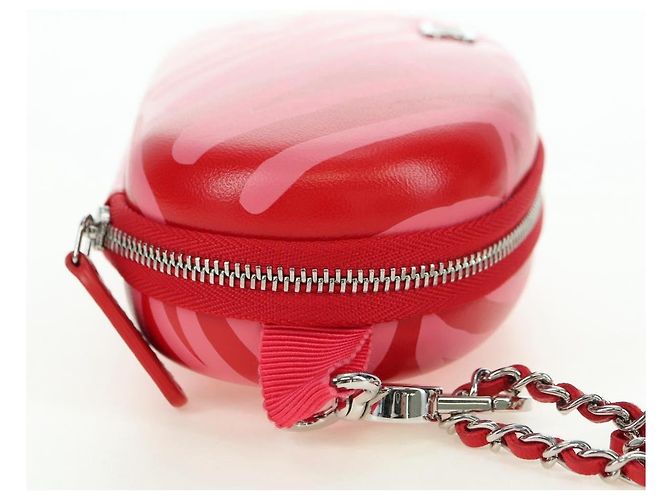 CHANEL Borsa a Spalla Pouch con Catena in Pelle Rossa Argento CC Auth BA12817SAM Rosso - vista 5