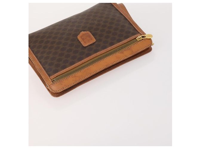 Céline Clutch CELINE Macadam Canvas PVC Pelle 3 Set Marrone Auth 180239 - vista 11