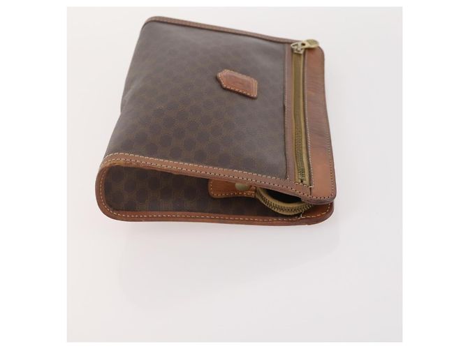Céline Clutch CELINE Macadam Canvas PVC Pelle 3 Set Marrone Auth 180239 - vista 16