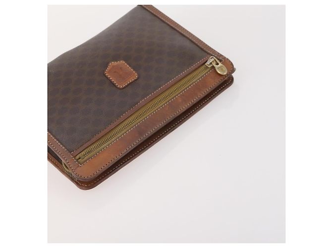 Céline Clutch CELINE Macadam Canvas PVC Pelle 3 Set Marrone Auth 180239 - vista 17