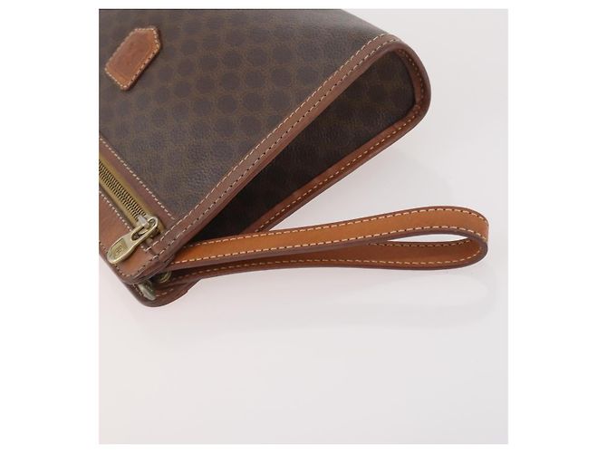 Céline Clutch CELINE Macadam Canvas PVC Pelle 3 Set Marrone Auth 180239 - vista 18