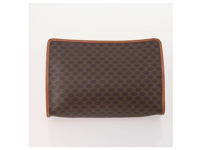 Céline Clutch CELINE Macadam Canvas PVC Pelle 3 Set Marrone Auth 180239 - vista 3